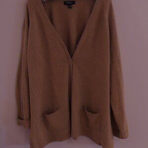 Lands’ End 100% Cashmere Cardigan Sweater Khaki Plus Size 2X